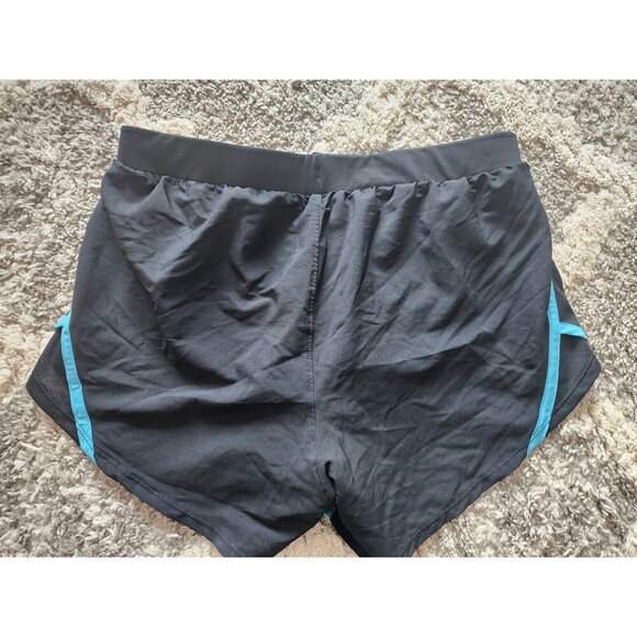 Under Amour Shorts Sz M Womens Semi Fitted Running Gym Active Workout Black Blue - Picture 6 of 7